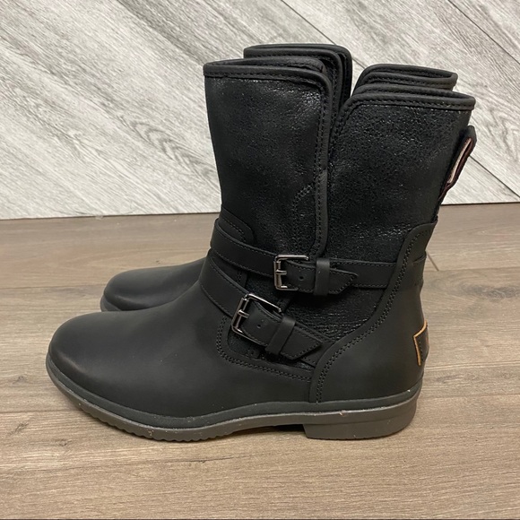 UGG | Simmens Waterproof Leather Moto Boots 7.5 - Picture 5 of 13
